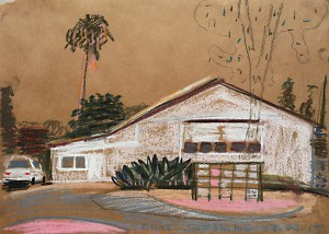 מחסן המשק- פסטל על נייר